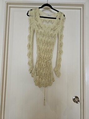 ACOUSTIC Crochet Moss Green Asymmetrical Tunic New OS